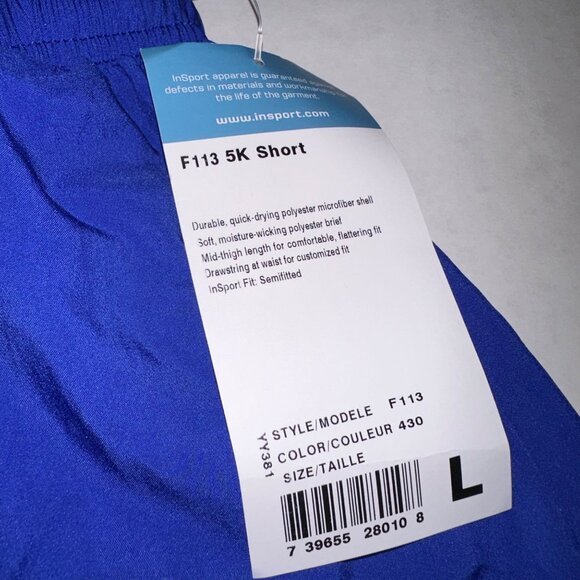 Insport Womens Large Blue 5K Short F113 Elastic Hidden Pocket NWT - Picture 2 of 8